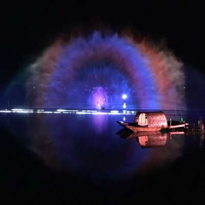 Stainless Steel Fountain Lake Water Laser Screen Movie Fountain