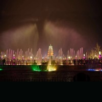 Giant Wild Goose Pagoda Xian Outdoor Interactive Colorful Water Fountain Music Floor Fountain For Hot Sale